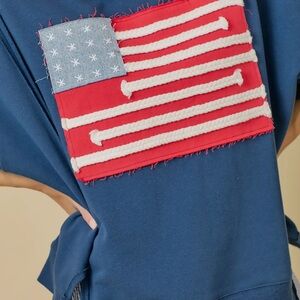 Patriotic Rope-Striped Patch Navy Sweatshirt
